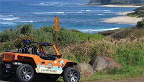 Orange Dune Buggy In Front Of Kaena Point