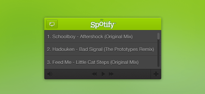 green user interface mini music player freebie