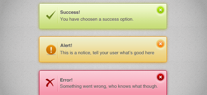 alert boxes website interface css freebie download
